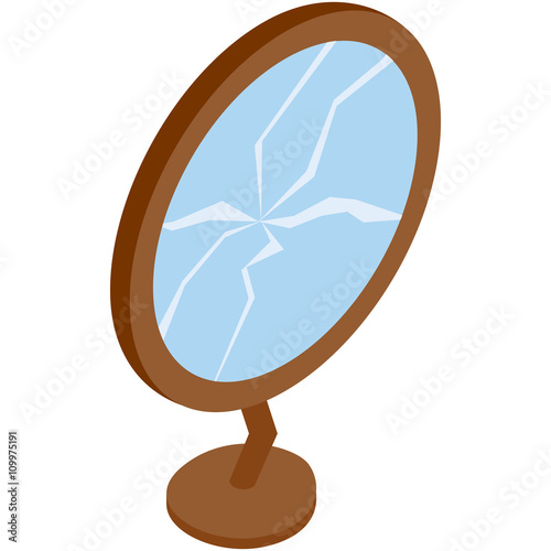 Broken mirror icon, isometric 3d style