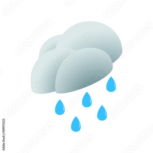 Cloud with rain drop icon, isometric 3d style