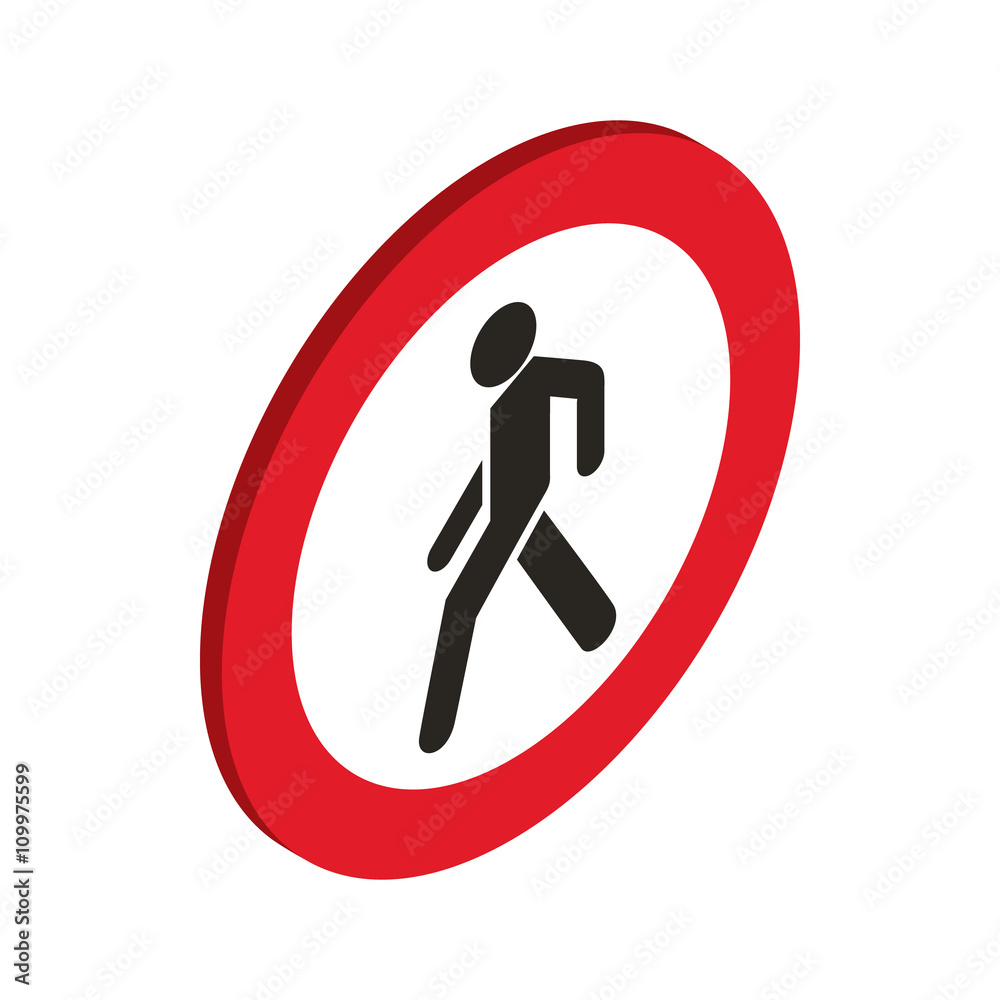 No pedestrian sign icon, isometric 3d style No pedestrian sign icon, isometric 3d style