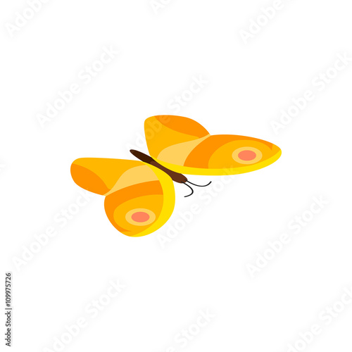 Yellow butterfly icon, isometric 3d style