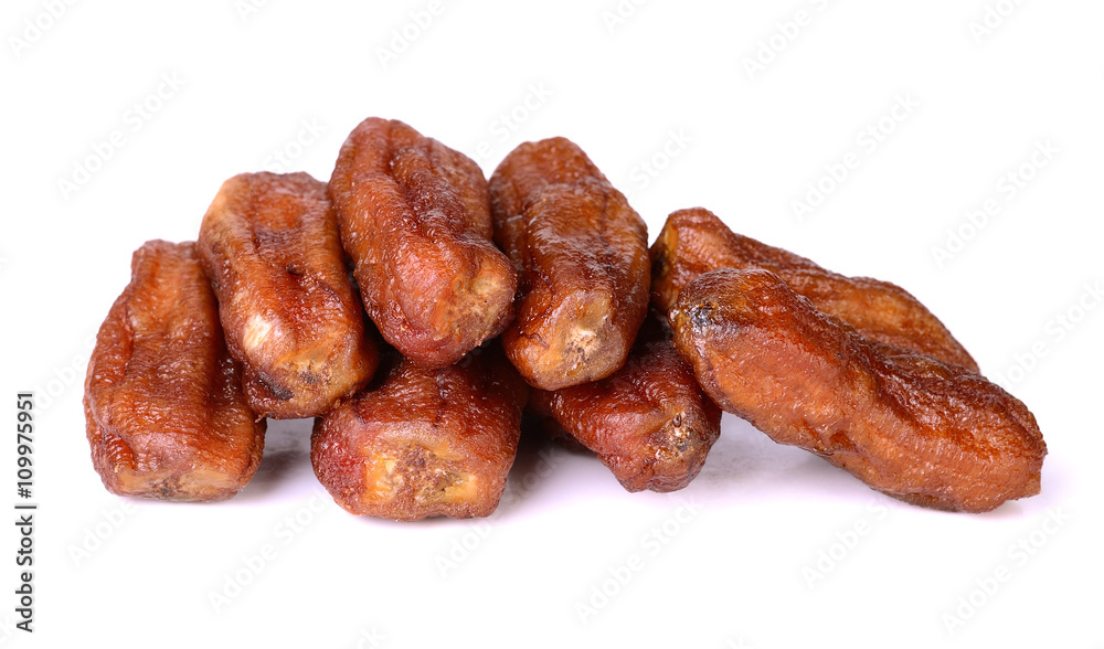 Dried bananas isolated on white background