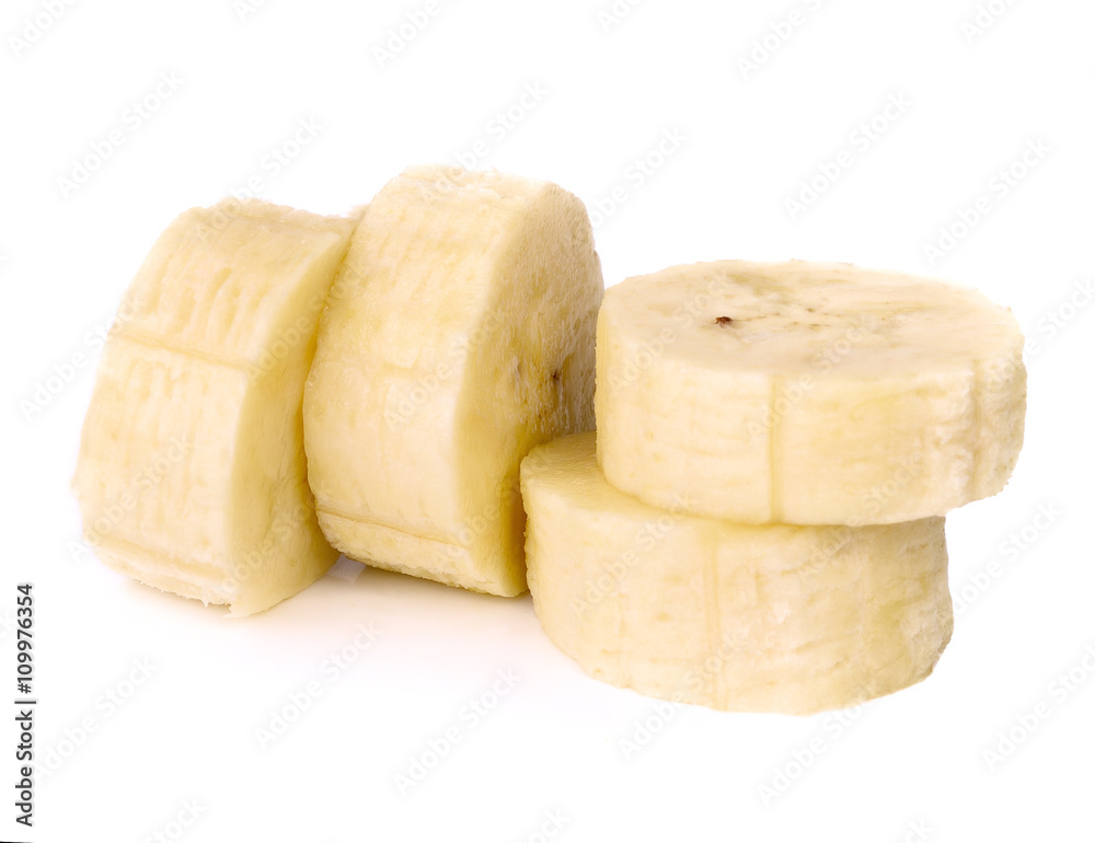 slice banana on white background slice banana on white background