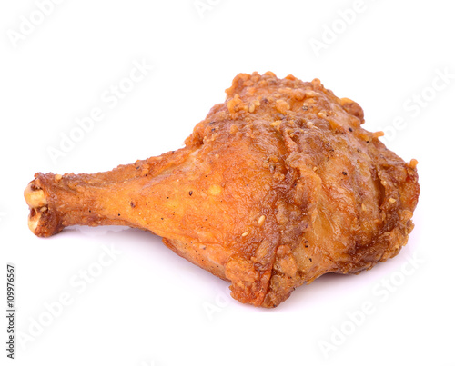 fried chicken with sesame seeds on white background