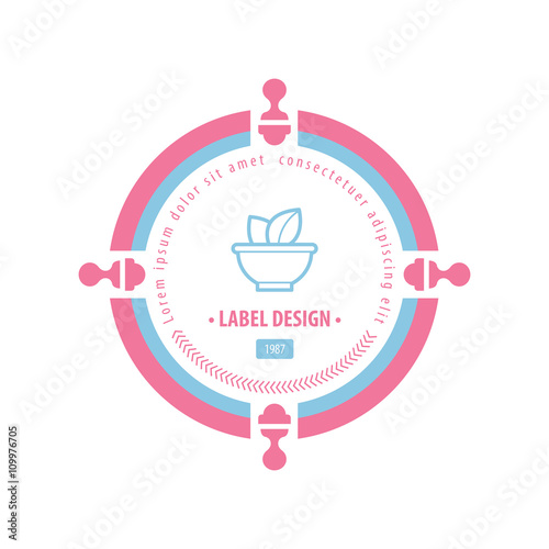 cup of herbal Label pink, blue
