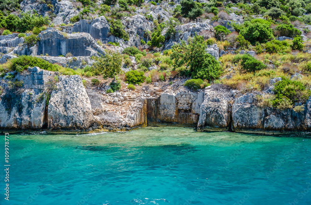 Destroyed and the ruins of the ancient sunken city of Kekova
