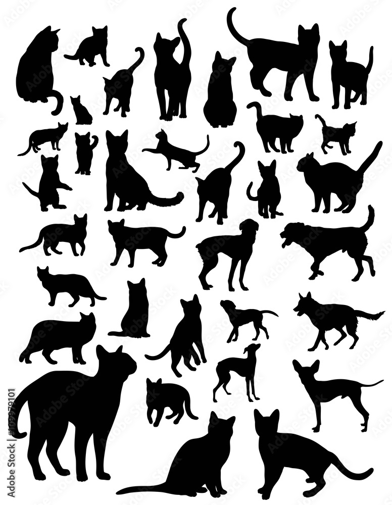 Dog and Cat, art vector silhouettes design