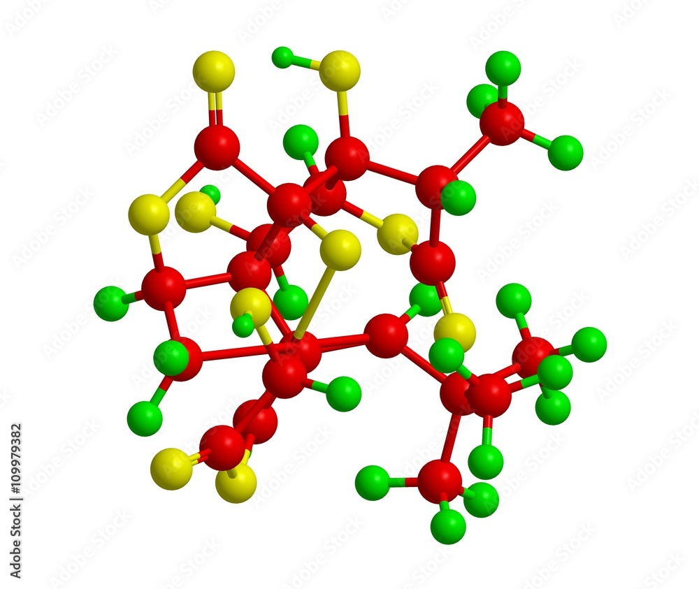 Molecular structure of Ginkgolide B (Ginkgo biloba tree)