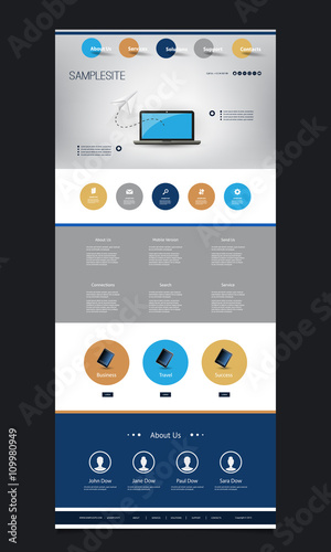 One Page Website Design Template for Your Business with Header Design Concept