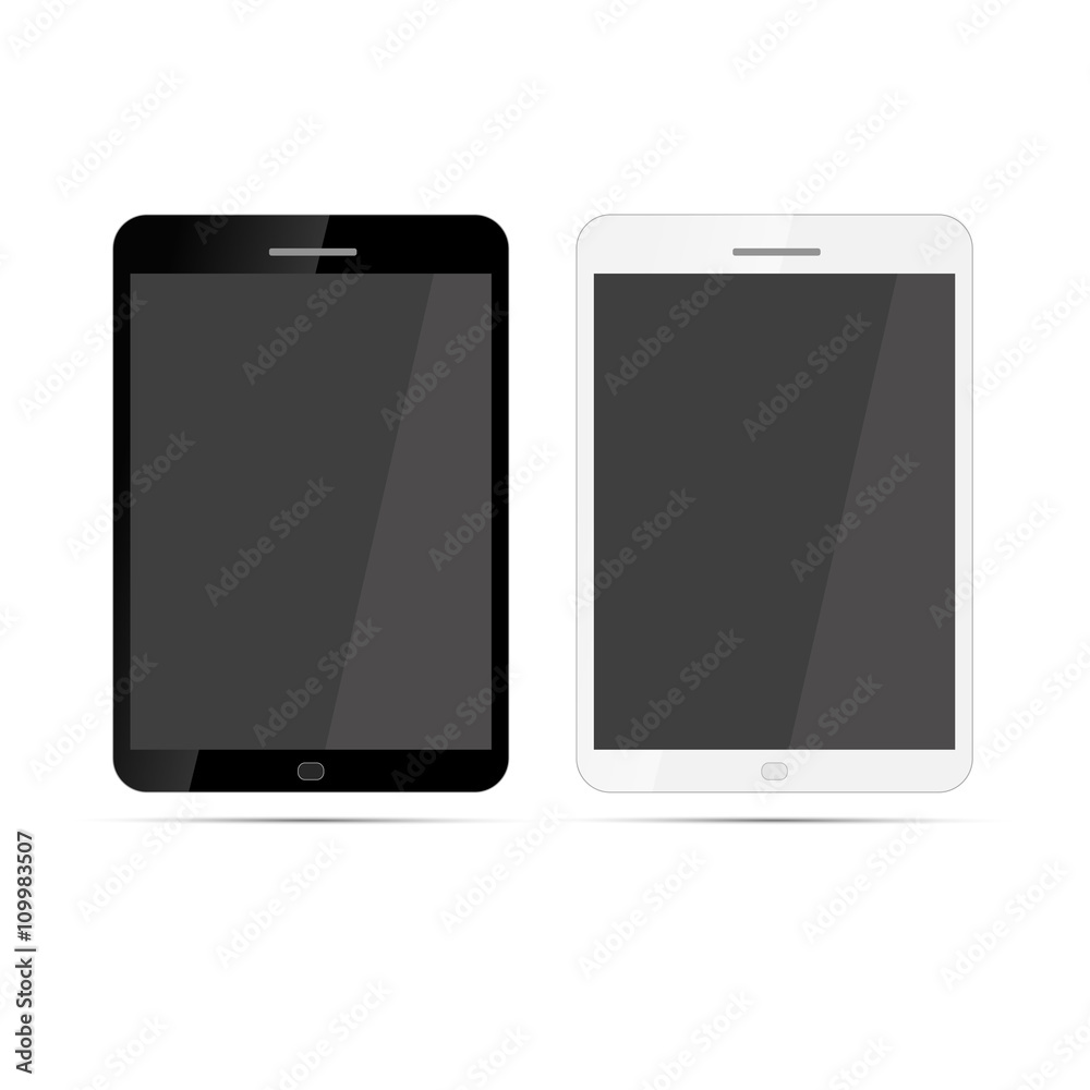 Glossy realistic tablets with shadow on white Glossy realistic tablets with shadow on white