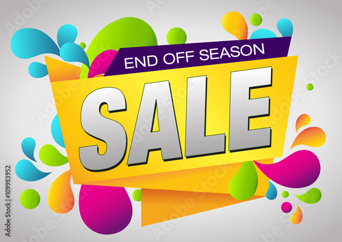 Sale End Off Season Banner. Summer Sale and Clearance Card. Sale and Discounts Background. 