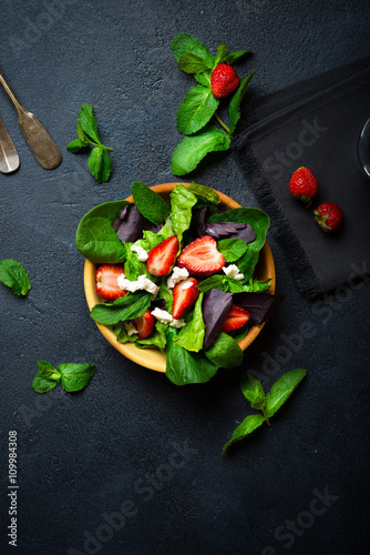 Vegetable salad with strawberry