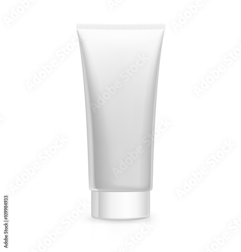 Realistic plastic tube on white background. Vector illustration template ready for your desing. It can be use for presentation cosmetic cream or toothpaste, promo, adv and etc.