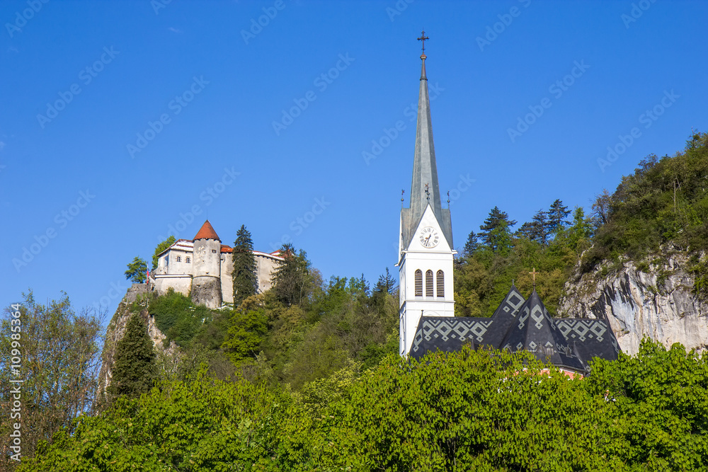 Bled, Slovenia - fortress and church
