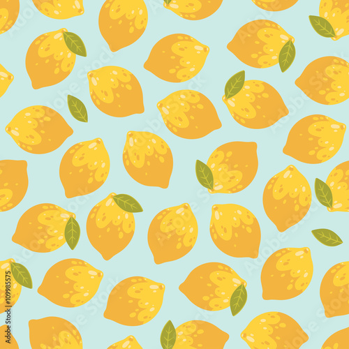 Vector seamless pattern with summer lemons.