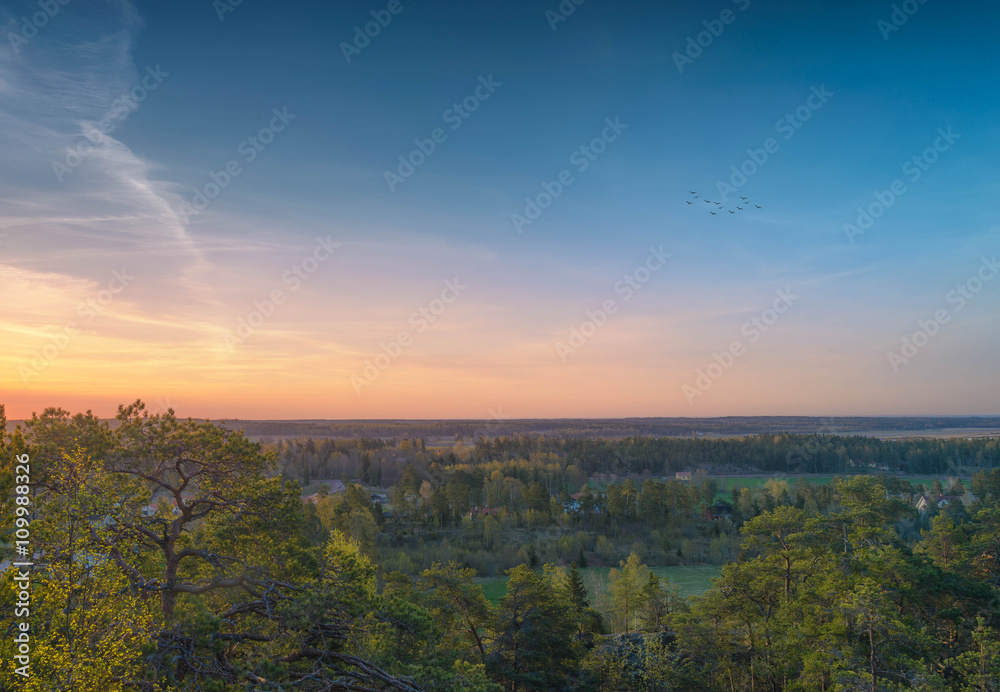 Forest Hill at sunset Finland Åland Islands