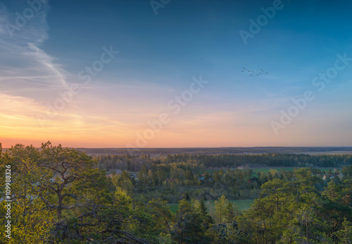 Forest Hill at sunset Finland Åland Islands