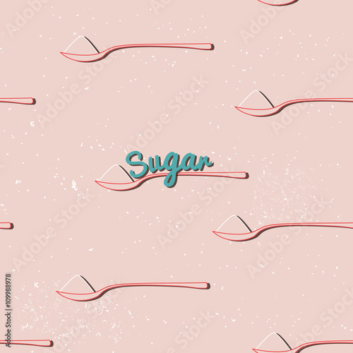 sugar seamless pattern. spoon of sugar