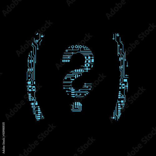 Circuit board symbol open close parenthesis question mark Vector Illustration