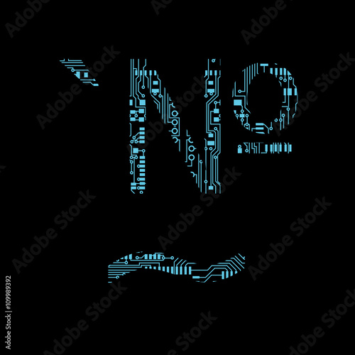 Circuit board symbol tilde number acute Vector Illustration