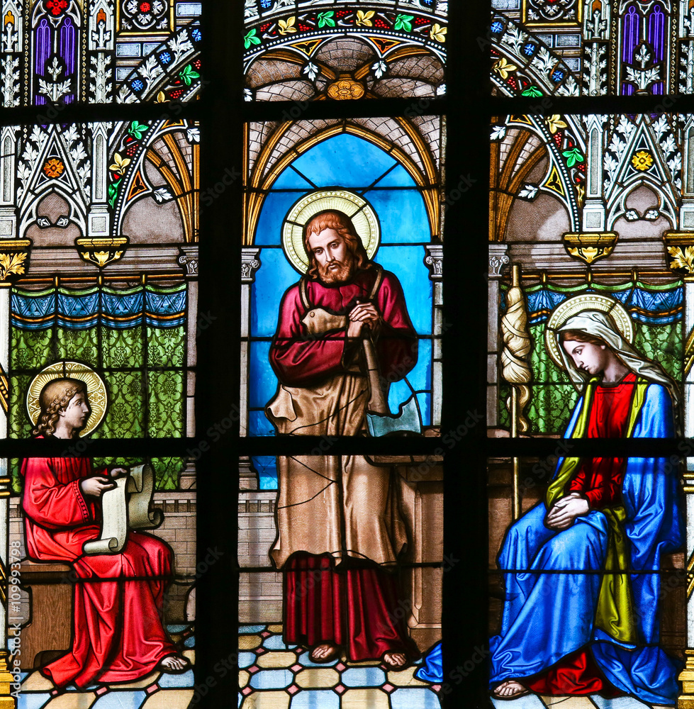Fototapeta premium Stained Glass - Jesus studying