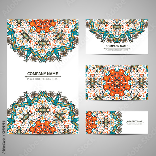 Business colorful card template. Vector illustration in native style