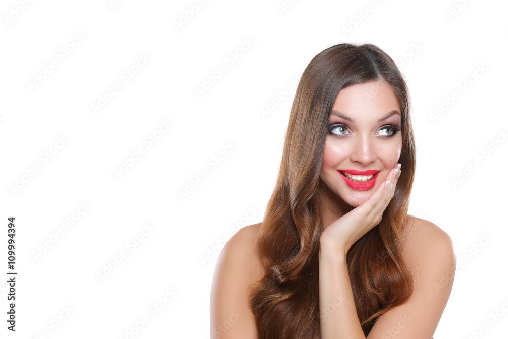 Portrait of beautiful young woman . Isolated on white background Portrait of beautiful young woman . Isolated on white background
