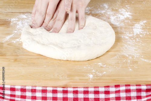kneading dough using a hand