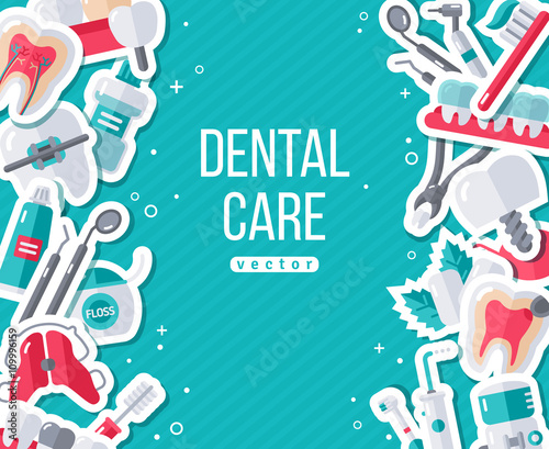 Dentistry Banner With Flat Sticker Icons