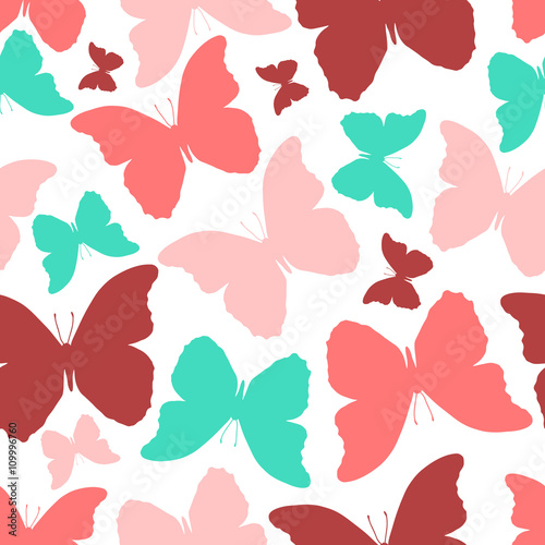 Seamless pattern with colorful butterflies. Vintage style 