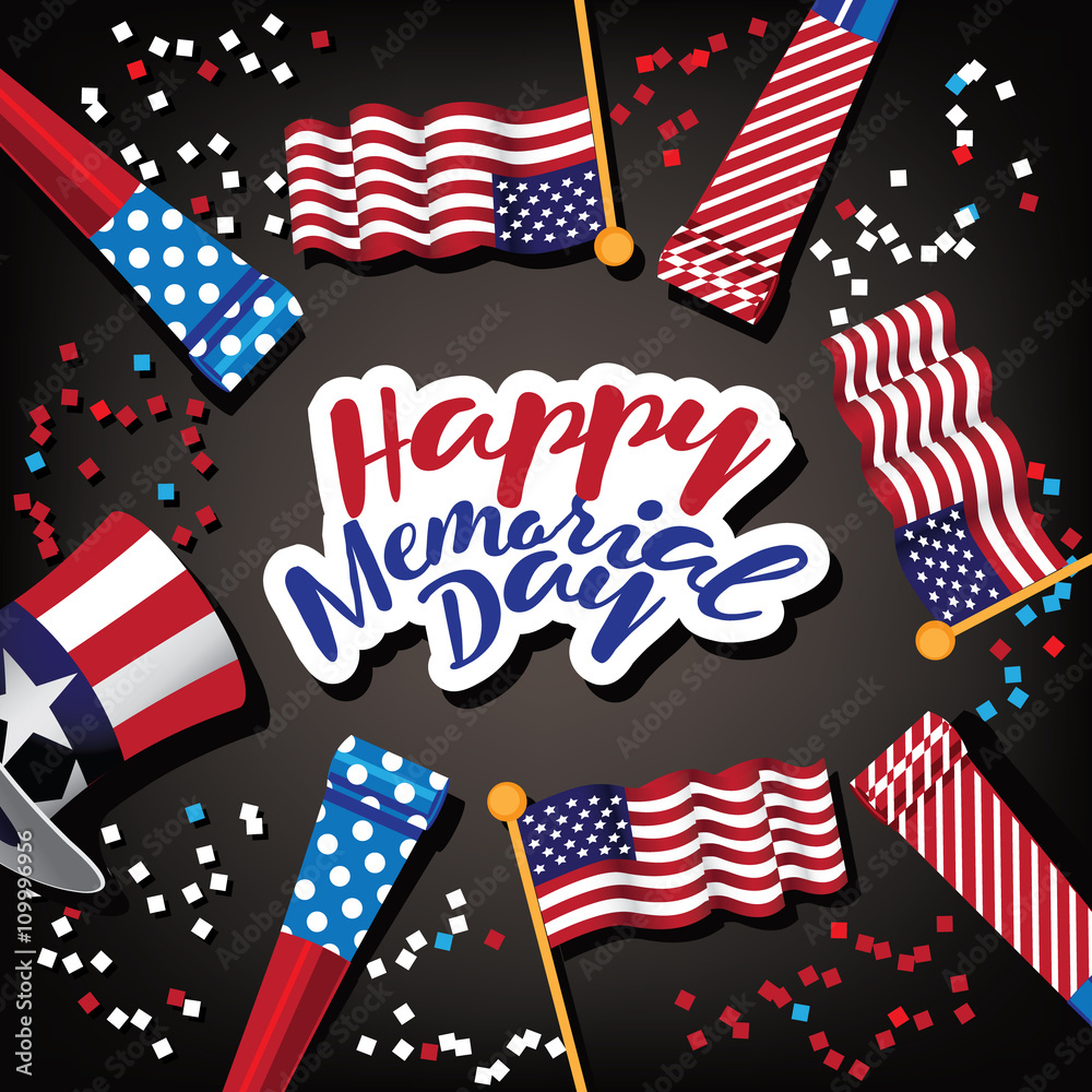 Obraz premium Happy Memorial Day design. EPS 10 vector.