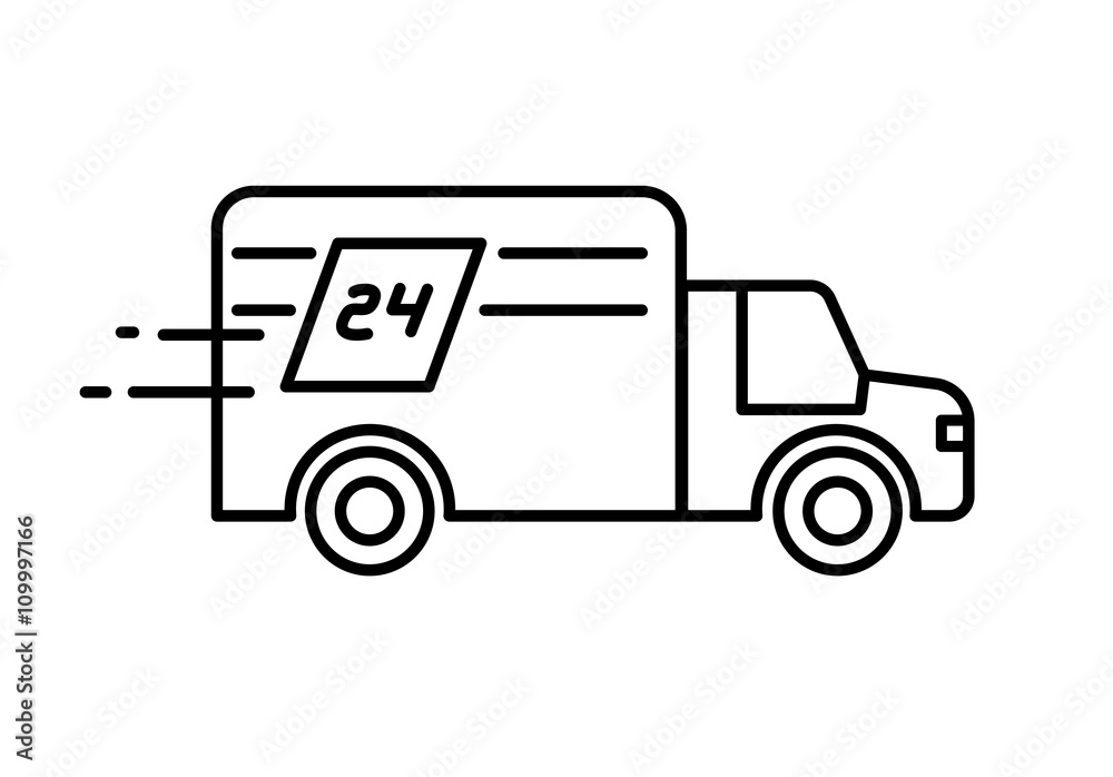 Fast delivery 24 hours truck logo or icon