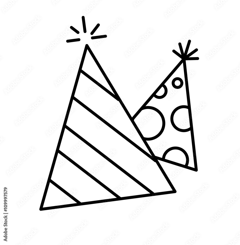 Icons cap for birthday celebrations vector illustration Icons cap for birthday celebrations vector illustration