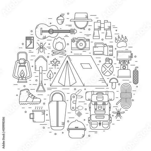 Camping and Hiking Vector Icons