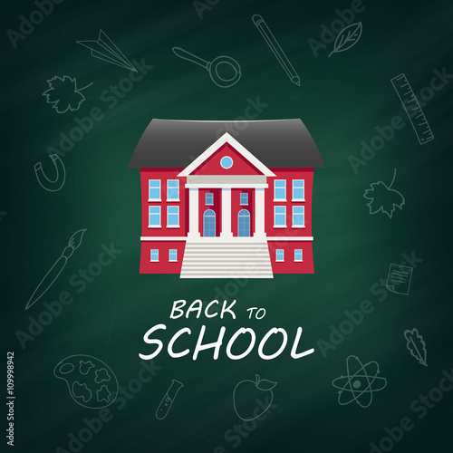 Vector Illustration of a Back to School Design with School Building