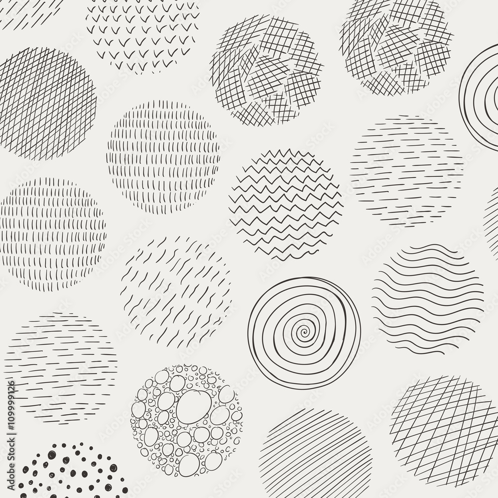 Vector Illustration of Abstract Doodle Circles - obrazy, fototapety, plakaty 