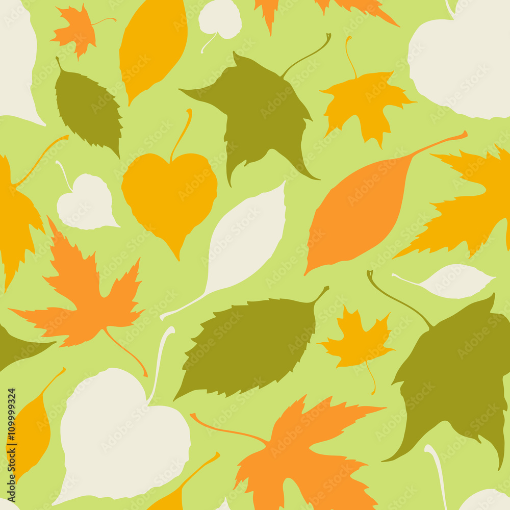 Obraz premium Seamless pattern with stylized silhouette leaves