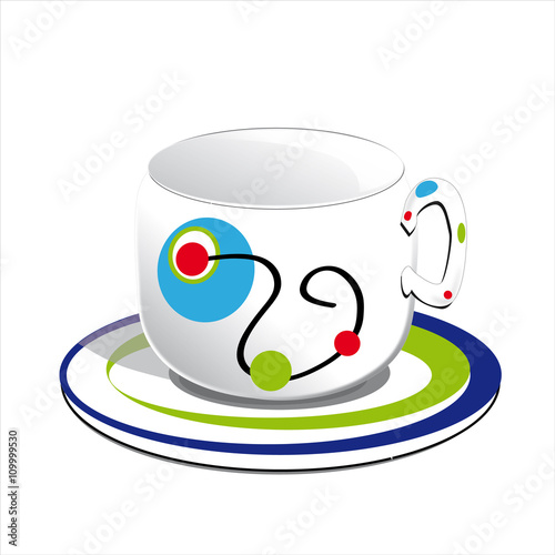 white cup decorated