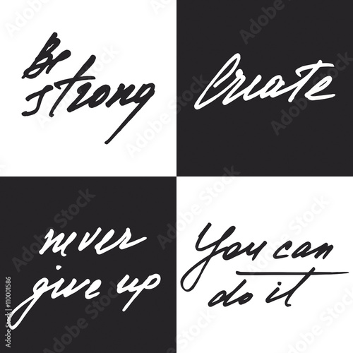 vector set of four hand drawn motivation text backgrounds