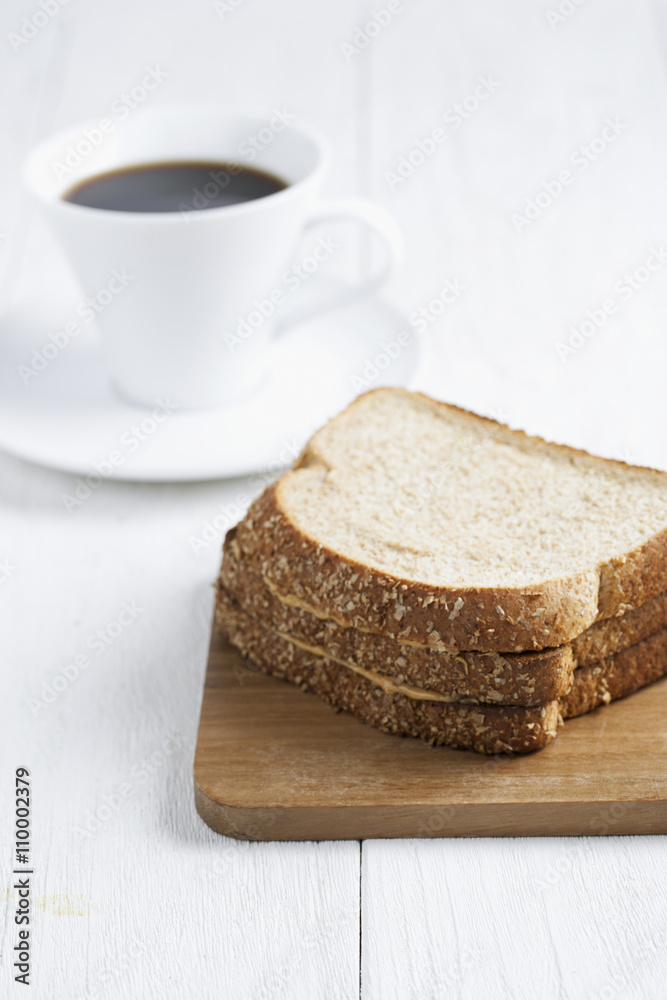 bread and dark coffee