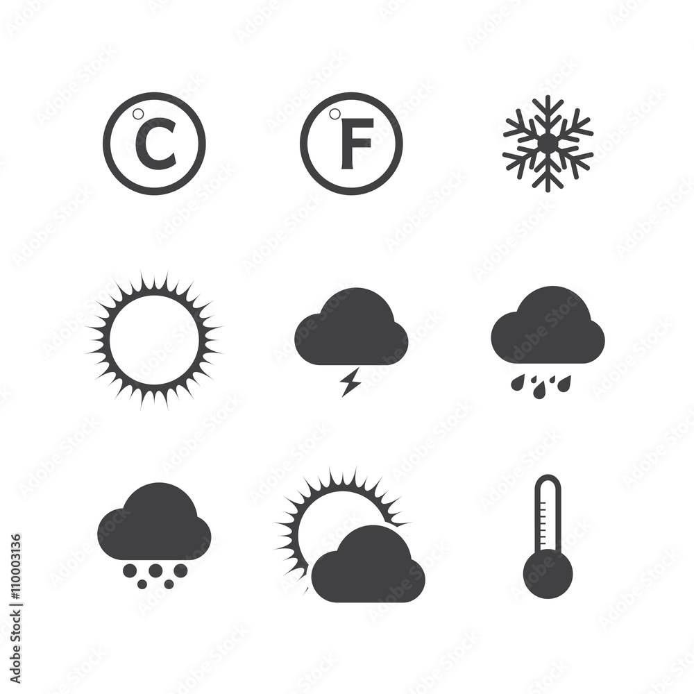 Black and White Icon set of weather.VECTOR eps 10 Black and White Icon set of weather.VECTOR eps 10