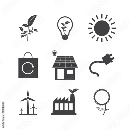 Black and White Eco icons set photo