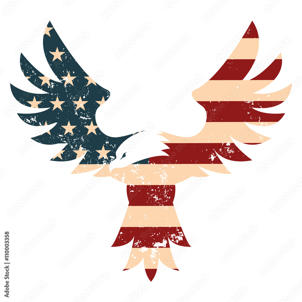 Obraz premium American Eagle with USA flag background. Design element in vecto