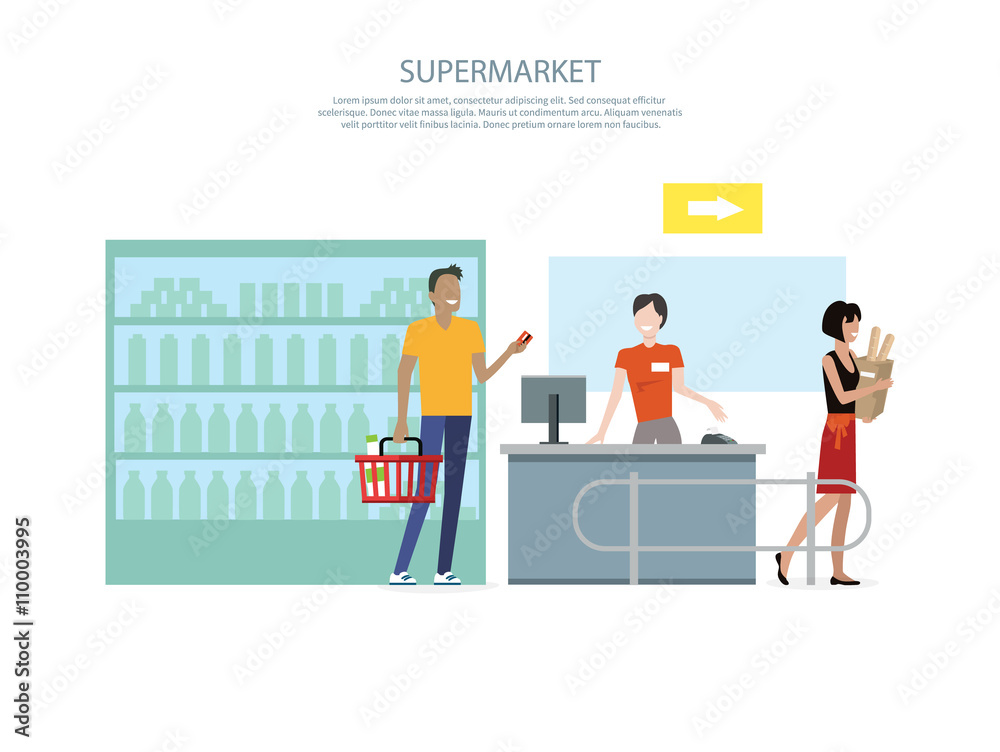 People in Supermarket Interior Design