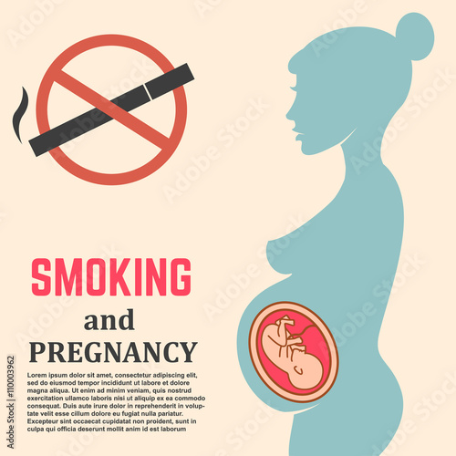 No smoking. Danger for pregnancy. Danger for pregnant women. Des