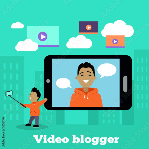 Boy Video Blogger with Smart Phone