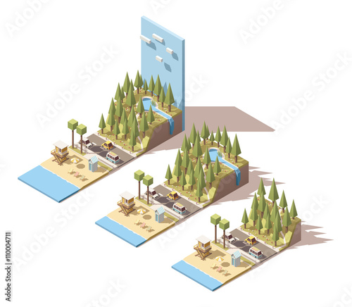 Vector isometric seaside landscape