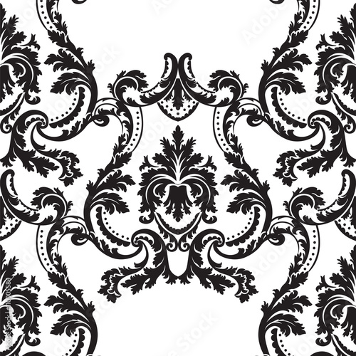 Vector Baroque floral Damask ornament pattern element. Elegant luxury texture...