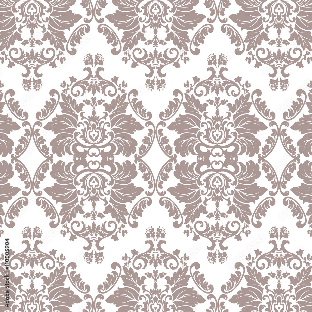 Vector Baroque floral lily Damask ornament pattern element. Elegant luxury texture for textile, fabrics or wallpapers backgrounds. Lavender color ornament