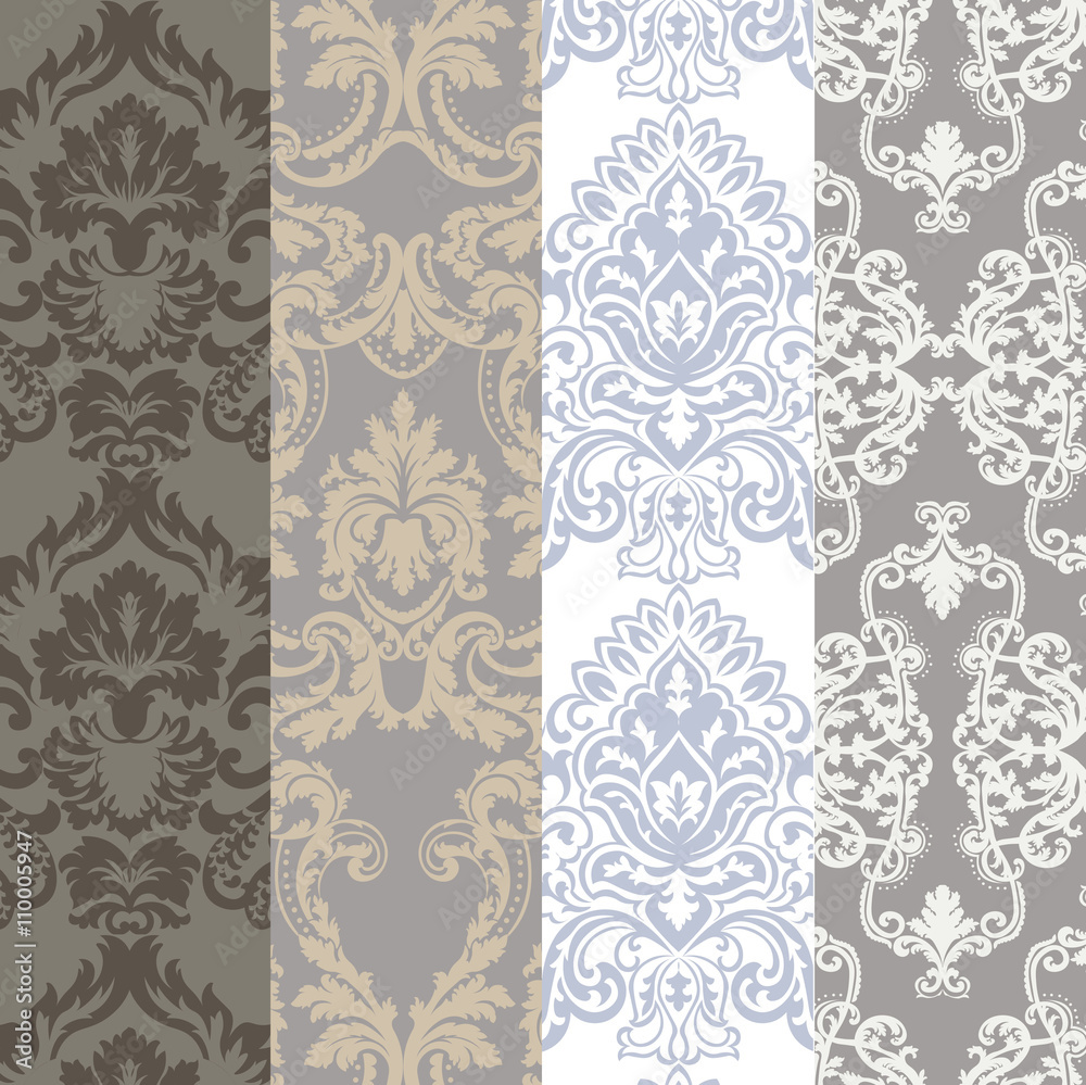Vector Baroque floral damask pattern background. Luxury classic floral ...