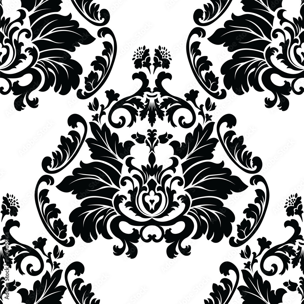 Vector Baroque floral damask pattern background. Luxury classic floral damask ornament, royal Victorian vintage texture for wallpapers, textile, fabric